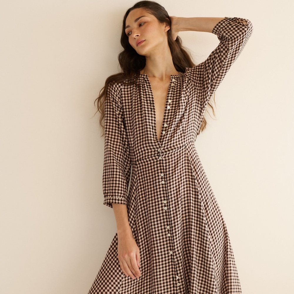 NWT DOEN MADELAINE DRESS IN DELPHINE PLAID - Picture 5 of 6